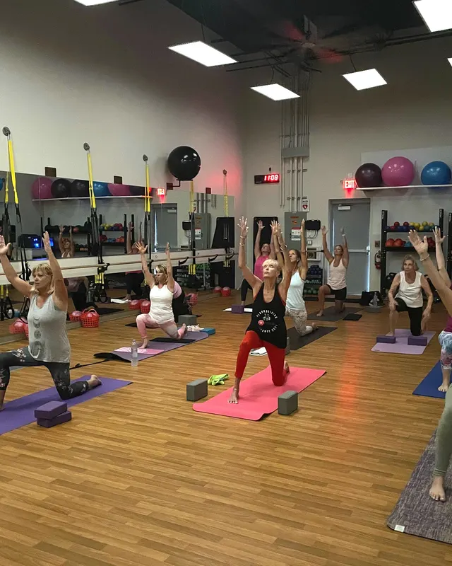 A yoga class mid-flow